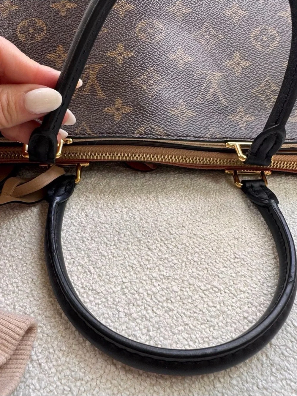 Louis Vuitton Monogram Tote with Pink Leather Tab and Gold Hardware